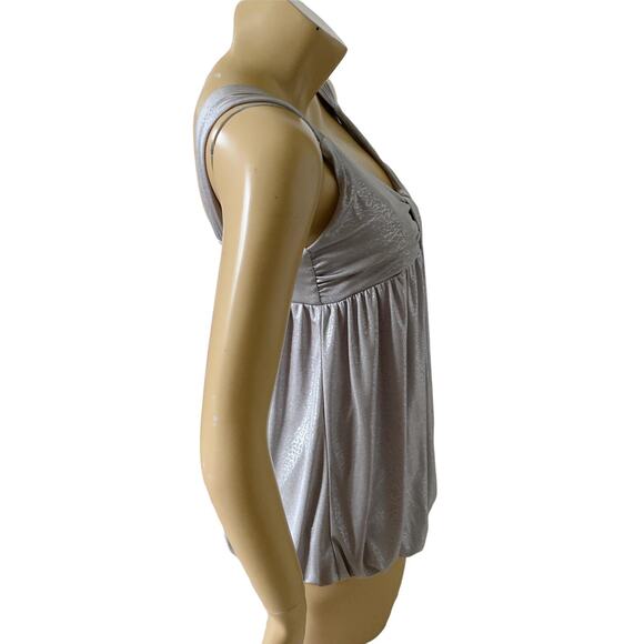 INC Womens Petite Size Small PS Silver Sleeveless Animal Print Bubble Tank Shirt - Picture 3 of 7